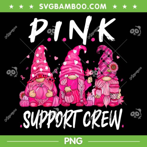 Gnomies Pink Support Crew PNG, Gnomies Squad Breast Cancer Awareness PNG, Gnomes Support Squad PNG