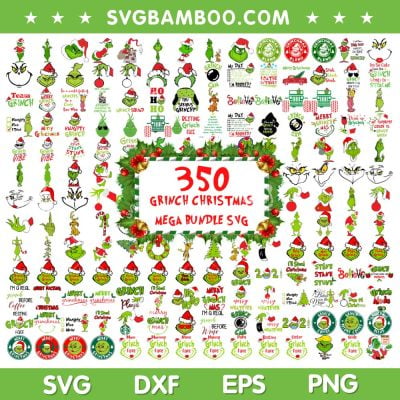 Grinch Christmas Mega Bundle SVG, 350 Grinch Face SVG Bundle, Cute Grinch Face DXF SVG PNG EPS