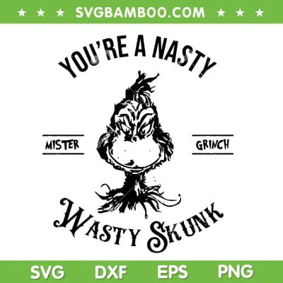 Grinch You're A Nasty Wasty Skunk SVG PNG, Mister Grinch Quote SVG, Mr Grinch Christmas DXF SVG PNG EPS