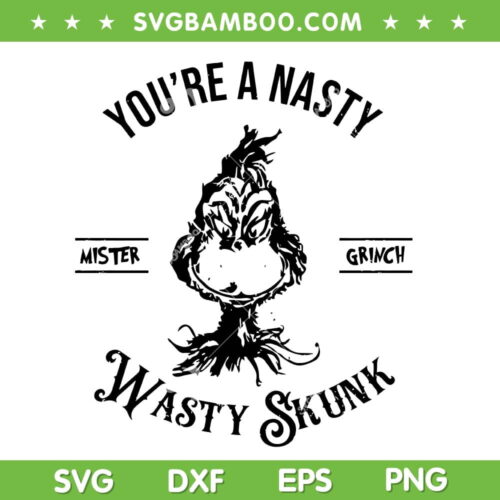 Grinch You're A Nasty Wasty Skunk SVG PNG, Mister Grinch Quote SVG, Mr Grinch Christmas DXF SVG PNG EPS
