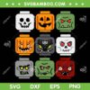 Halloween Building Brick Head Pumpkin SVG, Ghost Zombie Friends SVG, Halloween Brick Faces DXF SVG PNG EPS