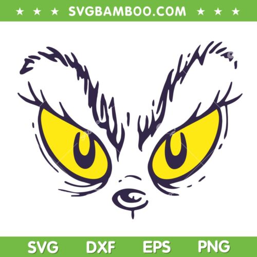 Halloween Grinch Eyes SVG PNG, Grinch Face Yellow Eyes SVG, Grinch Big Eyes DXF SVG PNG EPS