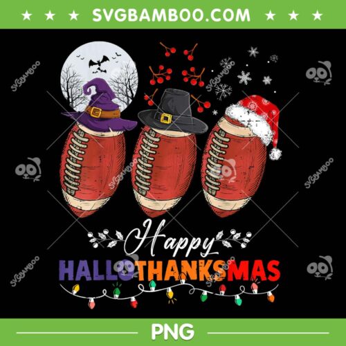 Happy Hallothanksmas Football PNG, Halloween Thanksgiving Xmas Rugby Ball PNG, Football Costume Halloween PNG