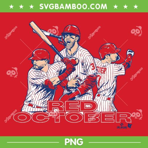 Harper Schwarber And Turner Red October Philly PNG, Philly Baseball Best Player PNG, Red October Baseball PNG
