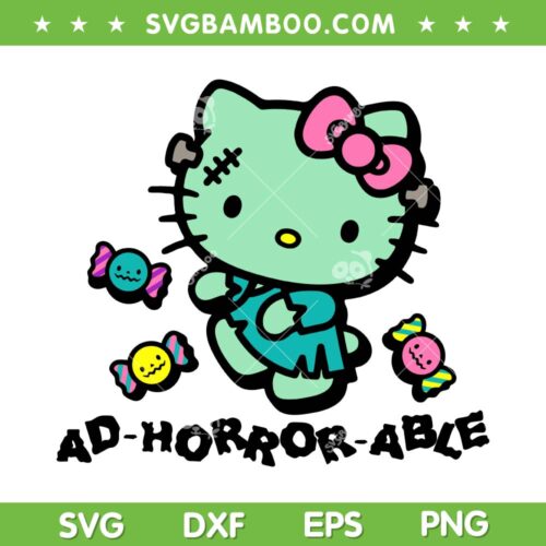 Hello Kitty Ad Horror Able SVG PNG, Funny Sanrio Kitty Frankenstein SVG, Frankenstein Characters DXF SVG PNG EPS