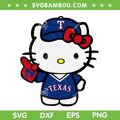 Hello Kitty Texas Rangers SVG PNG, Sanrio Rangers Baseball SVG, Texas #1 DXF SVG PNG EPS