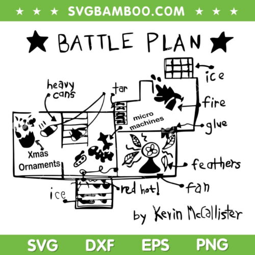 Home Alone Battle Plan SVG PNG, Christmas Kevin Home Alone SVG, Battle Plan By Kevin Mccallister DXF SVG PNG EPS