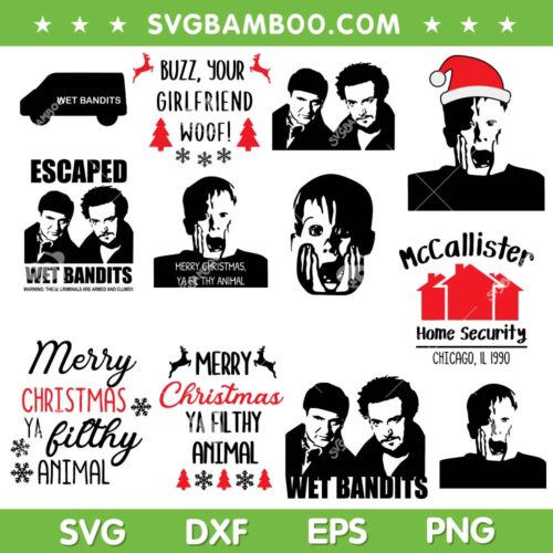 Home Alone SVG Bundle, Kevin McCallister SVG Bundle, Merry Christmas Ya Filthy Animal DXF SVG PNG EPS