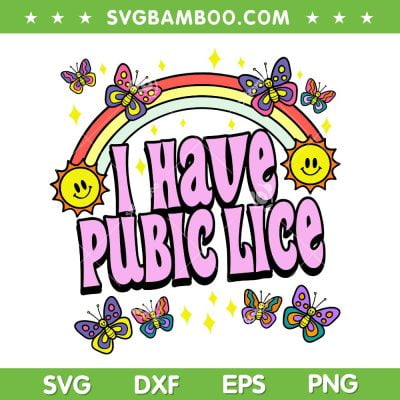 I Have Pubic Lice SVG PNG, Retro Offensive Inappropriate Meme SVG, Boho Rainbow DXF SVG PNG EPS