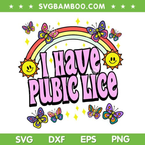 I Have Pubic Lice SVG PNG, Retro Offensive Inappropriate Meme SVG, Boho Rainbow DXF SVG PNG EPS