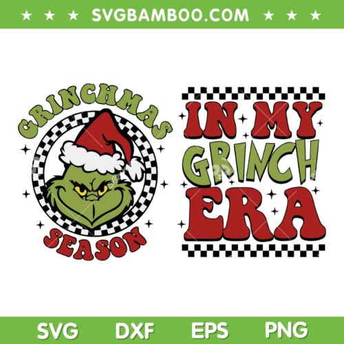 In My Grinch Era SVG PNG, 2 Files Grinchmas Season SVG, Grinch Christmas Retro DXF SVG PNG EPS