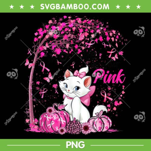 In October We Wear Pink Leopard Cat PNG, Breast Cancer Awareness Pumpkin Tree PNG, Pink Cat PNG