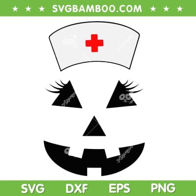 Jack O Lantern Face Pumpkin Nurse SVG, Halloween Nurse Costume SVG, Pumpkin Nurse Scary DXF SVG PNG EPS
