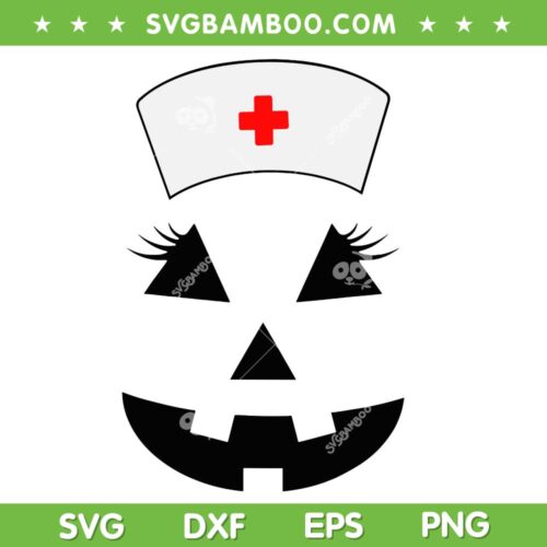 Jack O Lantern Face Pumpkin Nurse SVG, Halloween Nurse Costume SVG, Pumpkin Nurse Scary DXF SVG PNG EPS