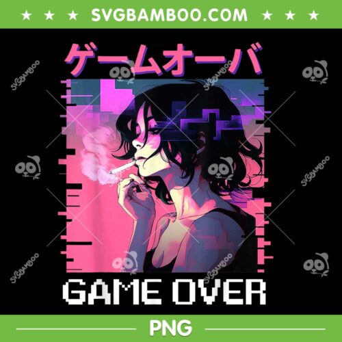 Japanese Vaporwave Sad Anime Girl PNG, Game Over Anime PNG, Game Over Japanese PNG