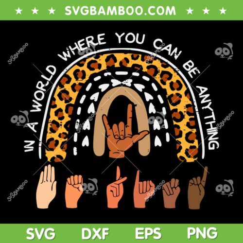Kind Sign Language ASL Rainbow SVG, Black Orange Unity Day Leopard SVG, Rainbow Leopard DXF SVG PNG EPS