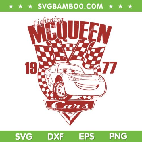 Lightning Car 1977 SVG PNG, Lightning McQueen Cars 1977 SVG, Vintage Disney Car DXF SVG PNG EPS