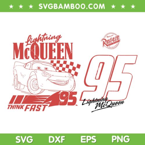 Lightning McQueen Car 95 SVG PNG, Disney Pixar Family Vacation SVG, Disney Car DXF SVG PNG EPS