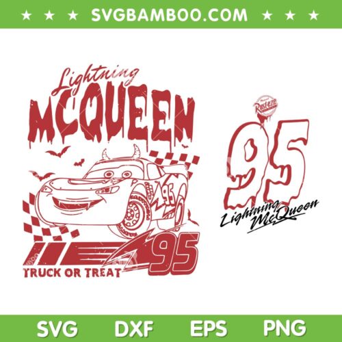 Lightning McQueen Halloween Costume SVG, Disney Pixar Cars Truck Or Treat SVG, Lightning McQueen 95 DXF SVG PNG EPS