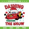 Lightning McQueen Merry Christmas SVG PNG, Dashing Through The Show Christmas Car SVG, Car Santa Hat DXF SVG PNG EPS