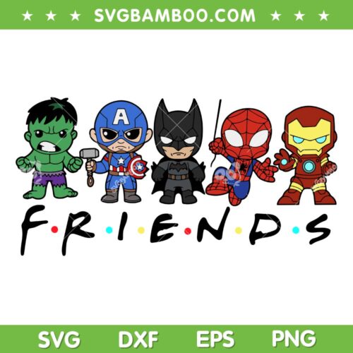 Marvel Avengers Friends Chibi SVG PNG, Superheros Friends SVG, Baby Avengers DXF SVG PNG EPS