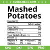 Mashed Potatoes Nutrition Facts SVG PNG, Nutrition Facts Thanksgiving SVG, Mashed Potatoes Calories DXF SVG PNG EPS