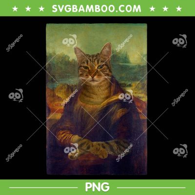 Meowing Lisa PNG, Funny Cat Mona Lisa PNG, Cartoon Mona Lisa Cat PNG