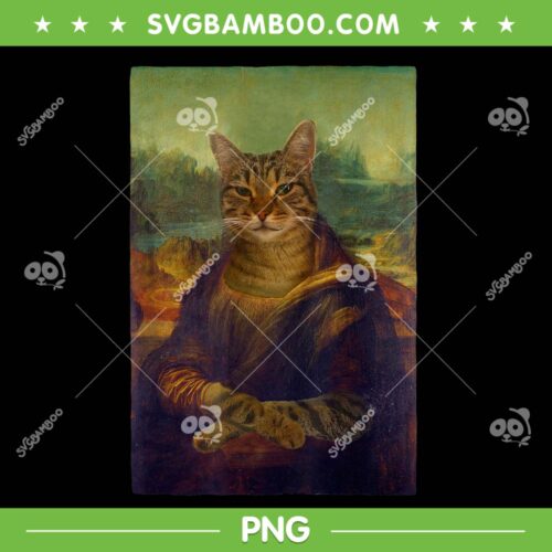 Meowing Lisa PNG, Funny Cat Mona Lisa PNG, Cartoon Mona Lisa Cat PNG