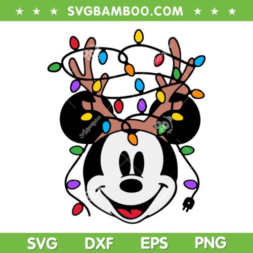 Merry Christmas Mouse Head SVG PNG, Mickey Head Christmas Lights SVG, Disney Christmas Lights DXF SVG PNG EPS
