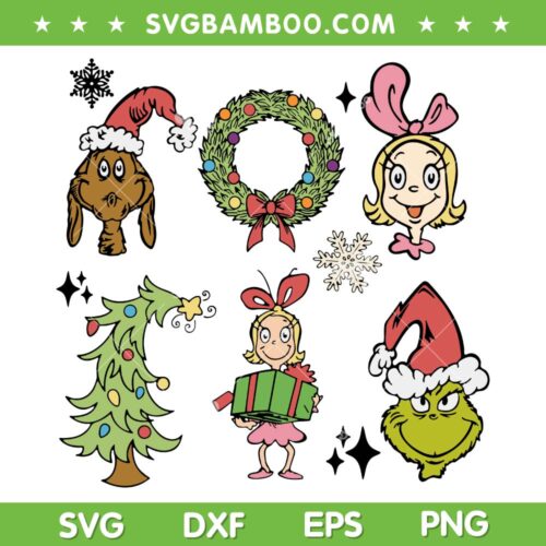 Cindy Lou Max And Grinch Christmas SVG PNG, Christmas Grinch And Friends SVG, Merry Christmas Characters DXF SVG PNG EPS