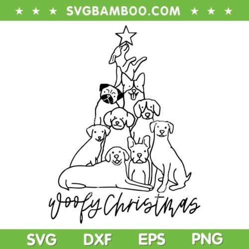Merry Woofmas Dog Pet SVG PNG, Christmas Tree Dogs SVG, Woofy Christmas DXF SVG PNG EPS