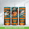 Miami Dolphins Mascot Tumbler Wrap PNG, Dolphins Football Team 20oz Skinny Tumbler Template PNG