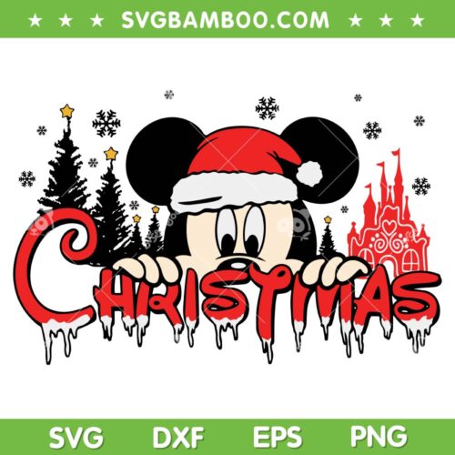 Mickey Mouse Santa Hat Christmas SVG PNG, Santa Mickey SVG, Mickey Mouse Head DXF SVG PNG EPS