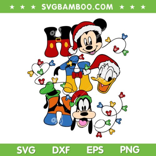 Mickey Mouse And Friends Ho Ho Ho Christmas SVG, Disney Mouse And Friends Xmas Lights SVG, Disney Ho Ho Ho DXF SVG PNG EPS