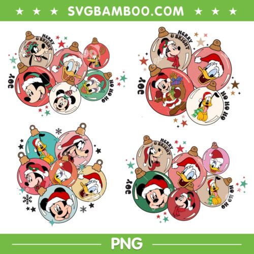 Mickey And Friends Christmas Ornament PNG, Christmas Decor Disney Mouse PNG, Merry And Bright PNG