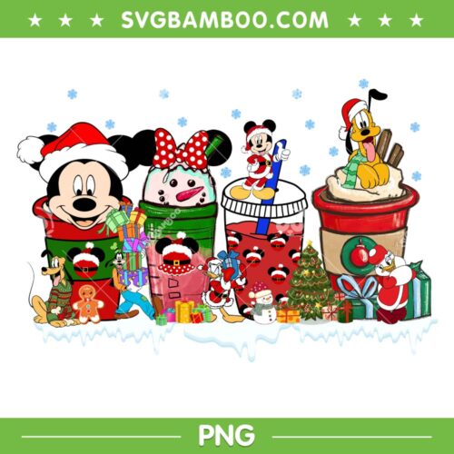 Mickey And Friends Coffee PNG, Mickey Mouse Coffee Christmas PNG, Disney Latte Coffee PNG