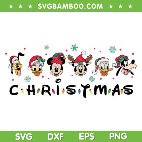 Mickey And Friends Head Merry Christmas SVG, Disney Mouse Face Xmas SVG, Cute Mickey Mouse DXF SVG PNG EPS