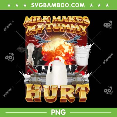Milk Makes My Tummy Hurt PNG, Tummy Hurt Sad Cow PNG, Funny Meme Cow PNG