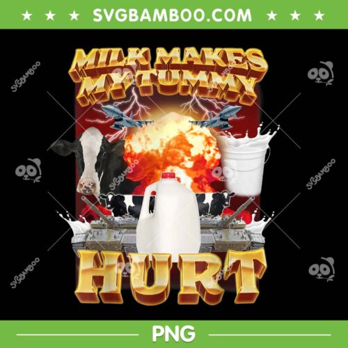 Milk Makes My Tummy Hurt PNG, Tummy Hurt Sad Cow PNG, Funny Meme Cow PNG