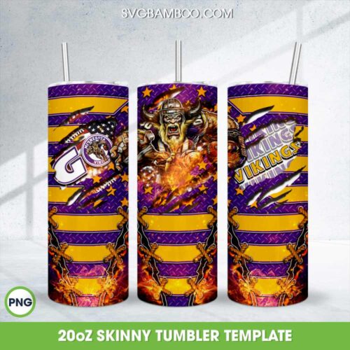 Minnesota Vikings Mascot Tumbler Wrap PNG, NFL American Football 20oz Skinny Tumbler Template PNG