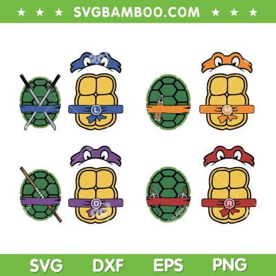 Ninja Turtle Costume Set SVG Bundle, Teenage Mutant Ninja Turtles Characters SVG Bundle, Funny Cartoon DXF SVG PNG EPS