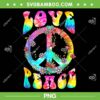 Peace Sign Love 60s 70s Tie Dye PNG, Love Peace Hippie Costume PNG, Love Peace Color PNG