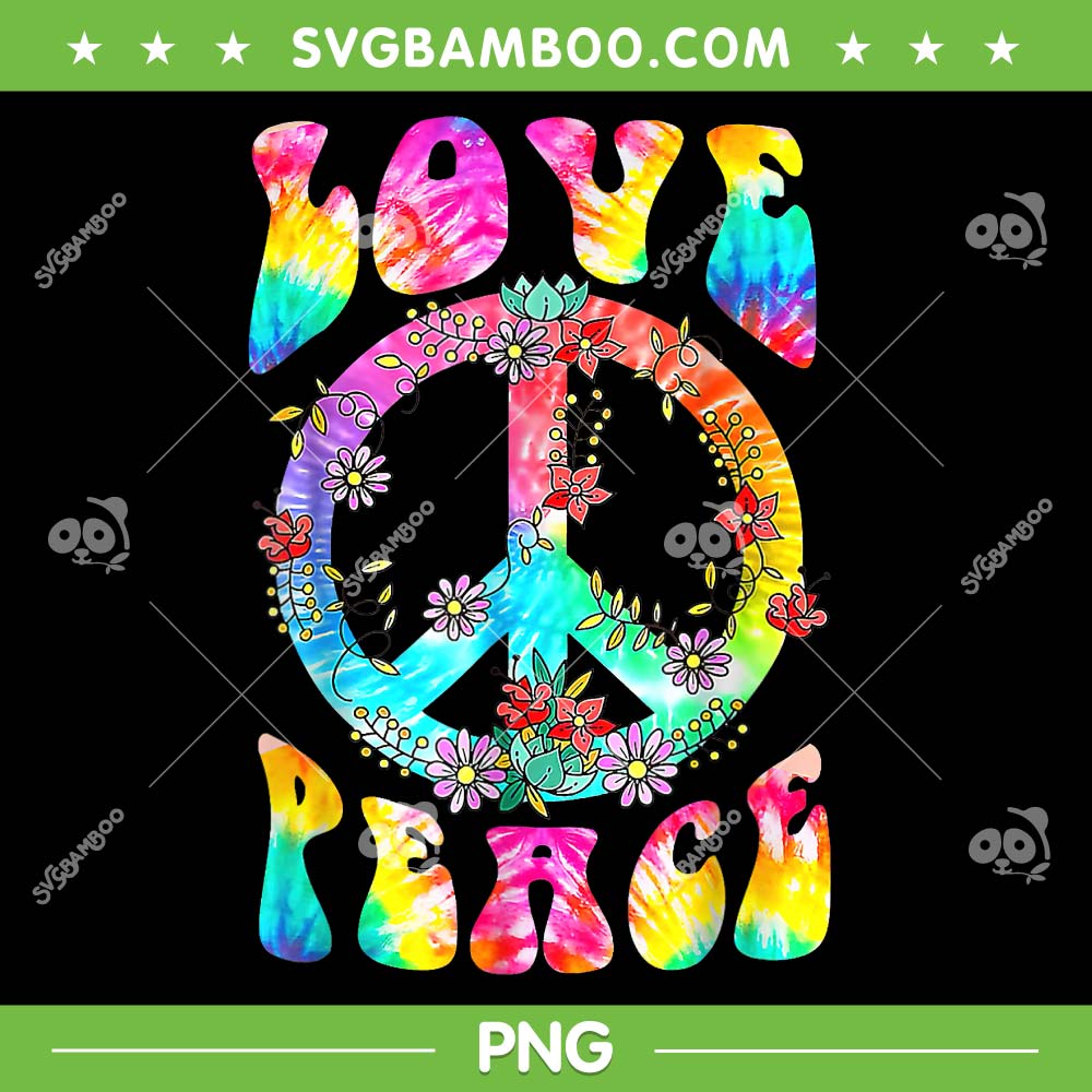 Peace Sign Love 60s 70s Tie Dye PNG