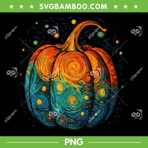 Pumpkin Halloween Starry Night Van Gogh PNG, Aesthetic Painting Pumpkin PNG, Halloween Van Gogh PNG