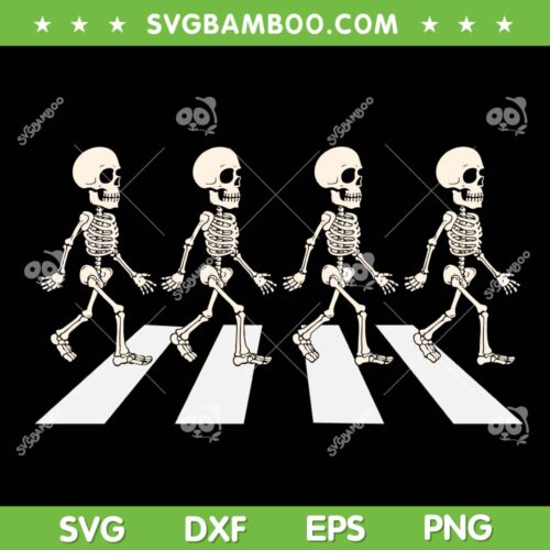Skeleton Crossing Road SVG PNG, Funny Skeleton Crosswalk Halloween SVG, Walking Skeleton DXF SVG PNG EPS