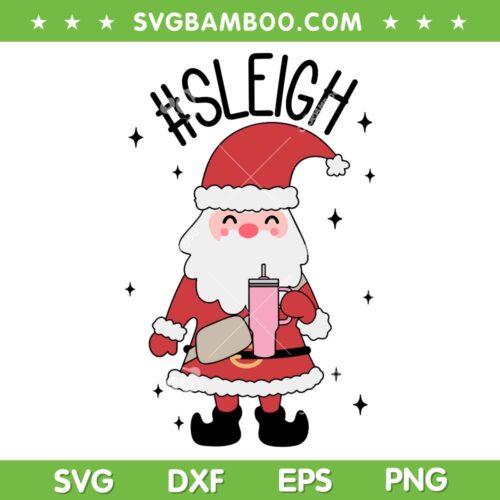 Sleigh Bougie SVG PNG, Santa Stanley Tumbler And Bag SVG, Santa Sleigh DXF SVG PNG EPS