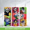 Stitch Horror Movie Characters Tumbler Wrap PNG, Funny Halloween Lilo And Stitch 20oz Skinny Tumbler Template PNG