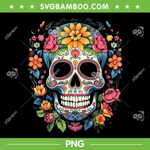 Sugar Skull De Los Muertos PNG, Day Of The Dead Sugar Skull PNG, Sugar Skull Floral PNG