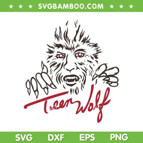 Teen Wolf Retro Vintage SVG PNG, Eighties Werewolf Line Art Logo SVG, Scary Movie Teen Wolf DXF SVG PNG EPS