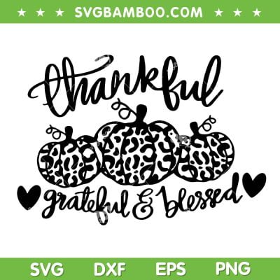 Thankful Grateful Blessed Pumpkin Leopard SVG, Fall Pumpkin SVG, Thanksgiving Pumpkin DXF SVG PNG EPS